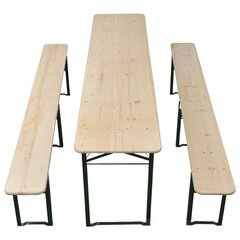 Складной пивной стол и скамейки, 3 детали, ель цена и информация | Комплекты уличной мебели | pigu.lt