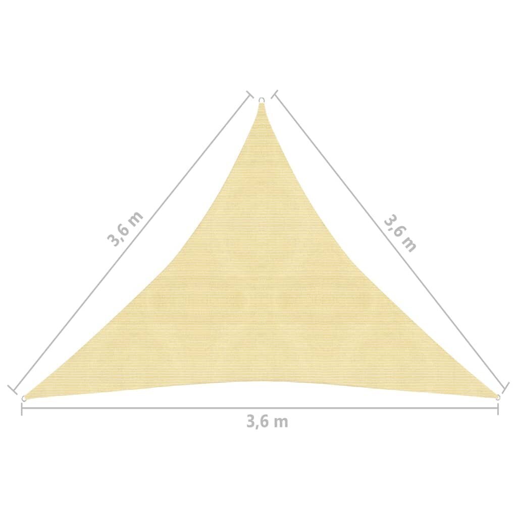 Tentas, HDPE, trikampis, 3,6x3,6x3,6 m, smėlio spalvos цена и информация | Skėčiai, markizės, stovai | pigu.lt