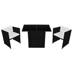 Мебельный набор с подушками Bistro, 3 части, черный, полиратан цена и информация | Комплекты уличной мебели | pigu.lt
