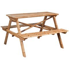 Стол для пикников, 120x120x75 см, коричневый цена и информация | Садовые столы, столики | pigu.lt