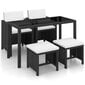 11 dalių lauko baldų valgomojo komplektas, juodas, poliuretanas kaina ir informacija | Lauko baldų komplektai | pigu.lt