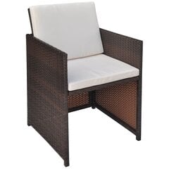 Обеденные стулья, 2 шт., коричневые, 52x56x85 см, искусственный ротанг цена и информация | Садовые стулья, кресла, пуфы | pigu.lt