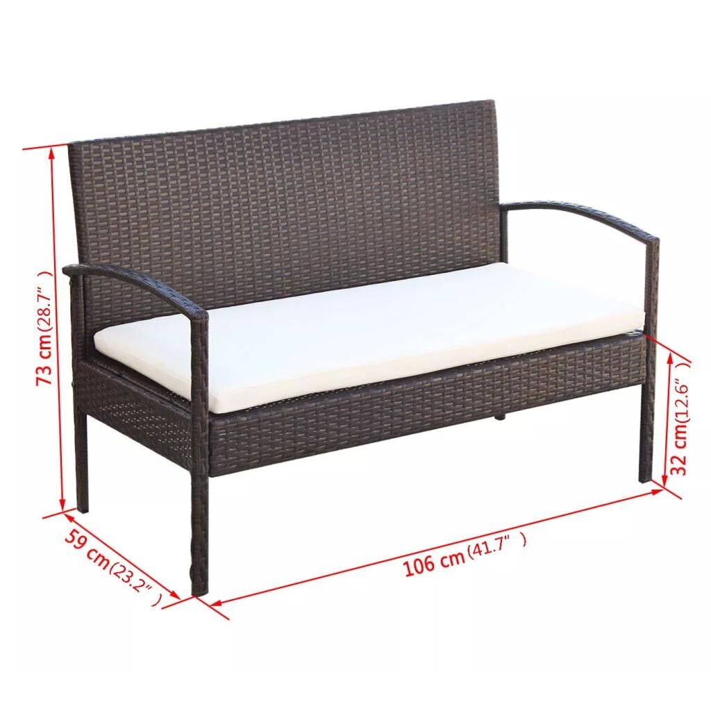 Lauko sofų komplektas, 7 dalių, rudas kaina ir informacija | Lauko baldų komplektai | pigu.lt