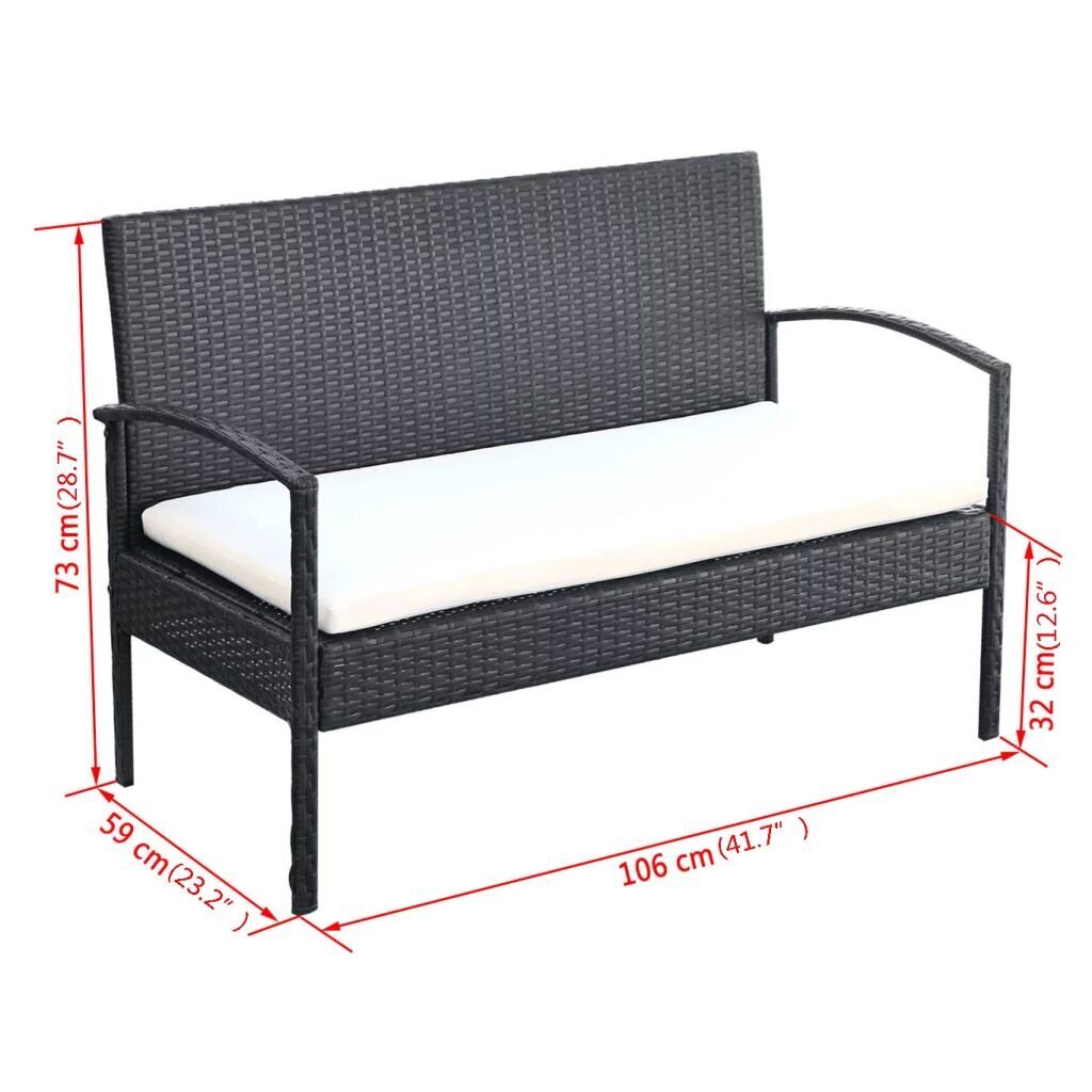 Lauko sofų komplektas, 7 dalių, juoda kaina ir informacija | Lauko baldų komplektai | pigu.lt