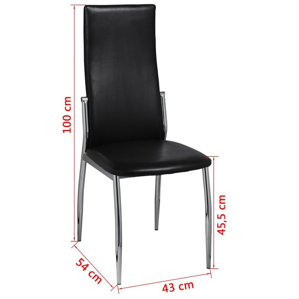 Valgomojo kėdės, chromas ir juoda oda, 2 vnt. цена и информация | Virtuvės ir valgomojo kėdės | pigu.lt