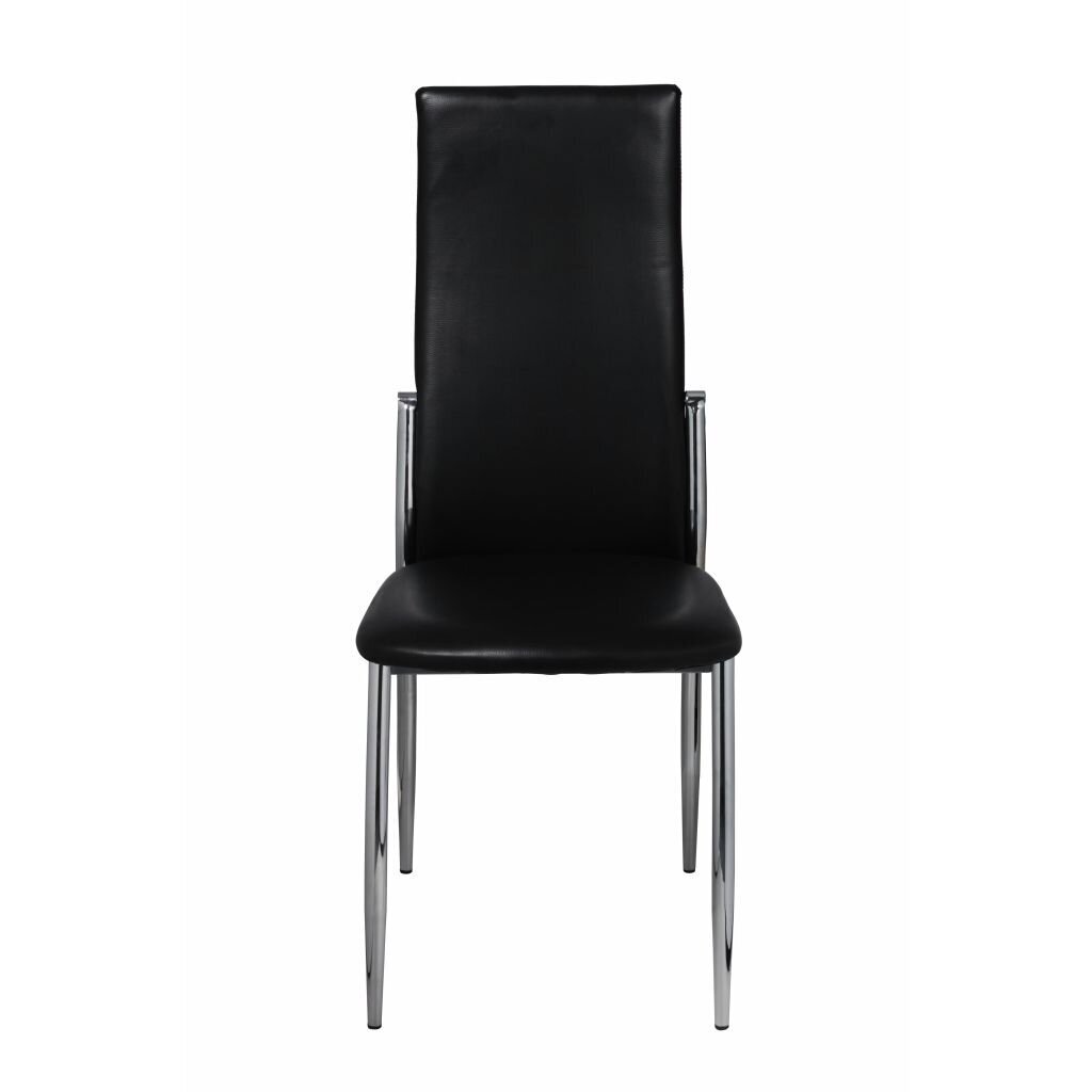 Valgomojo kėdės, chromas ir juoda oda, 4 vnt. kaina ir informacija | Virtuvės ir valgomojo kėdės | pigu.lt