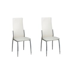 Обеденные стулья, хром и белая кожа, 2 шт. цена и информация | Стулья для кухни и столовой | pigu.lt