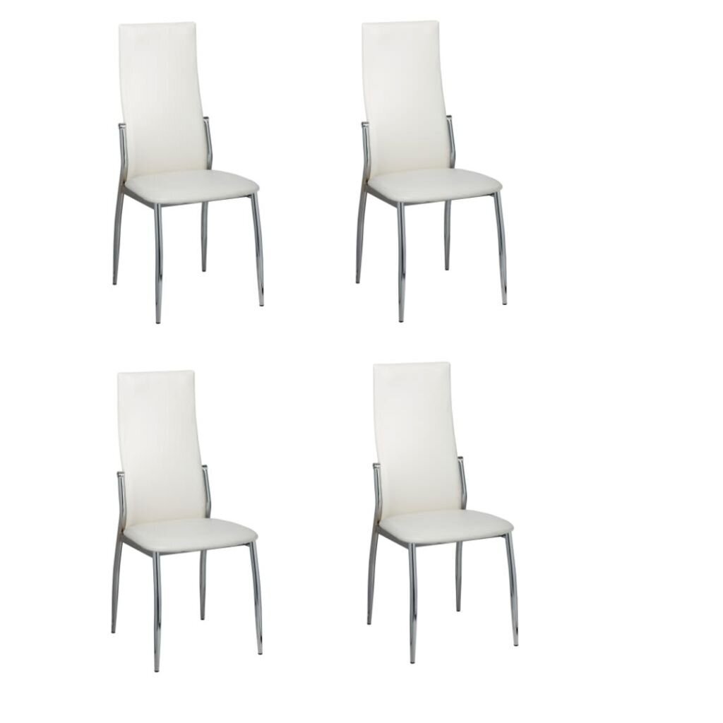 Valgomojo kėdės, chromas ir balta oda, 4 vnt. цена и информация | Virtuvės ir valgomojo kėdės | pigu.lt