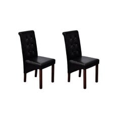 Набор из 2 антикварных обеденных стульев, черная искусственная кожа цена и информация | Стулья для кухни и столовой | pigu.lt