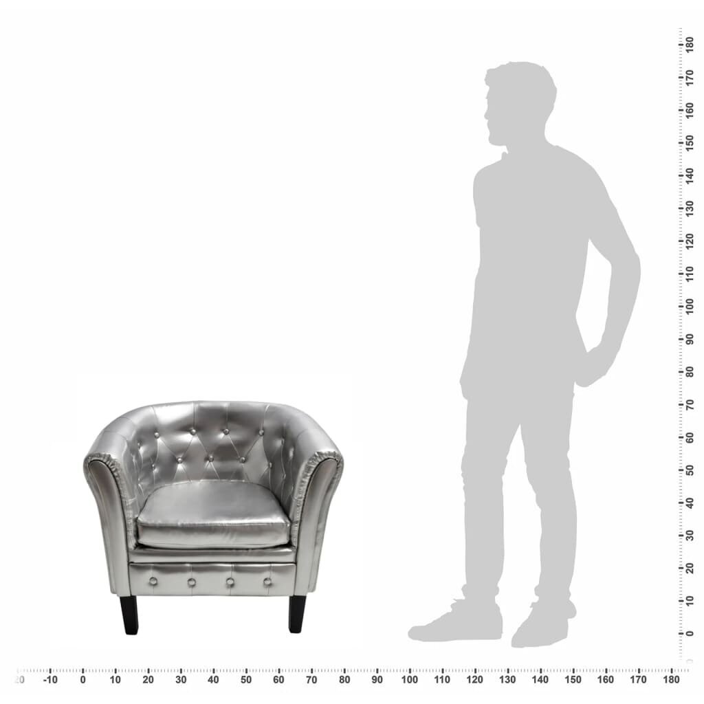 Krėslas česterfildas, sidabro spalvos kaina ir informacija | Svetainės foteliai | pigu.lt