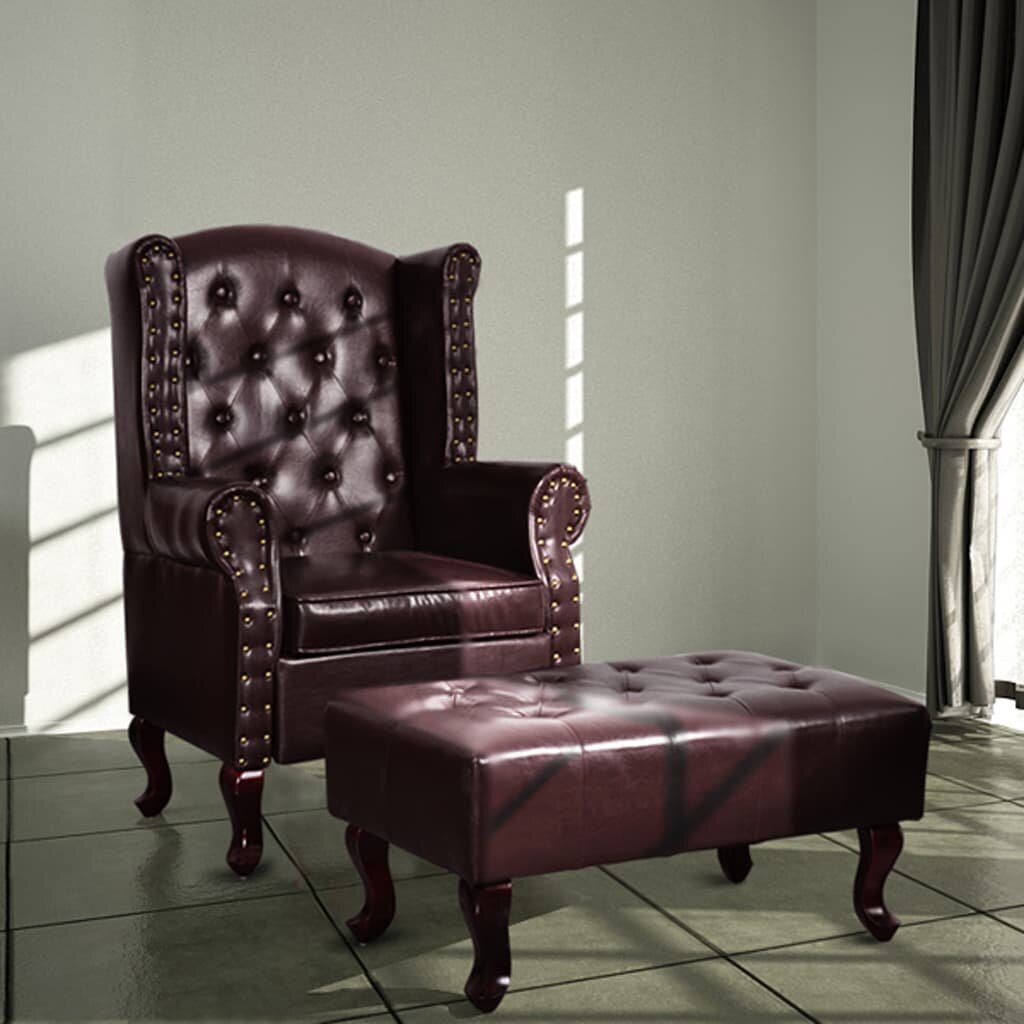 Fotelis su pufu, rudas kaina ir informacija | Svetainės foteliai | pigu.lt