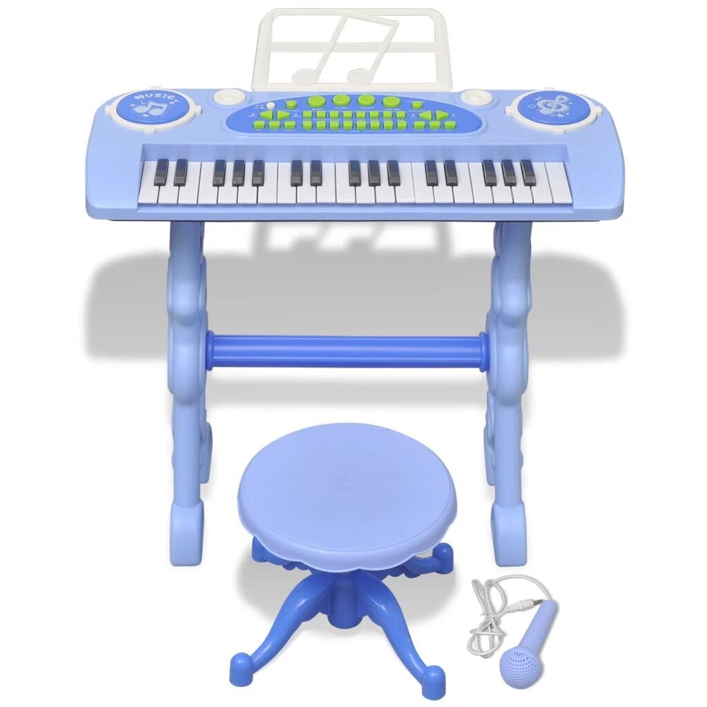 Vaikiškas sintezatorius su kėdute ir mikrofonu, žydras цена и информация | Lavinamieji žaislai | pigu.lt