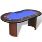 Pokerio stalas su vieta dalintojui ir padėklu žetonams, 10 žaidėjų, mėlynas kaina ir informacija | Azartiniai žaidimai, pokeris | pigu.lt