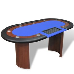 Pokerio stalas su vieta dalintojui ir padėklu žetonams, 10 žaidėjų, mėlynas kaina ir informacija | Azartiniai žaidimai, pokeris | pigu.lt