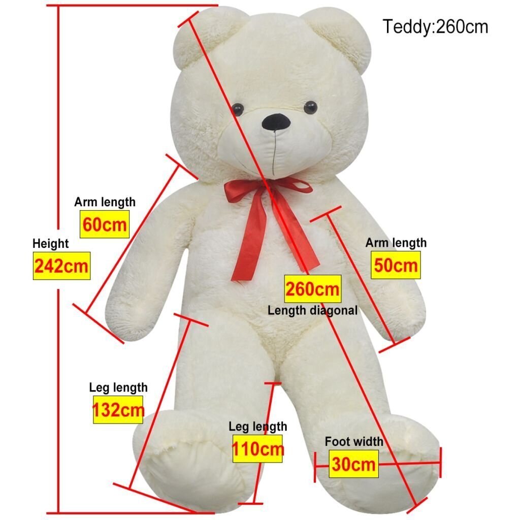 Baltas pliušinis meškiukas, 260 cm kaina ir informacija | Minkšti (pliušiniai) žaislai | pigu.lt