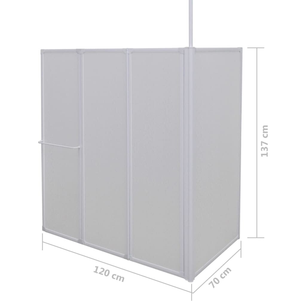 Dušo/vonios sienelė, 70x120x137 cm, L formos, 4 plokštės, sulankstoma kaina ir informacija | Priedai vonioms, dušo kabinoms | pigu.lt