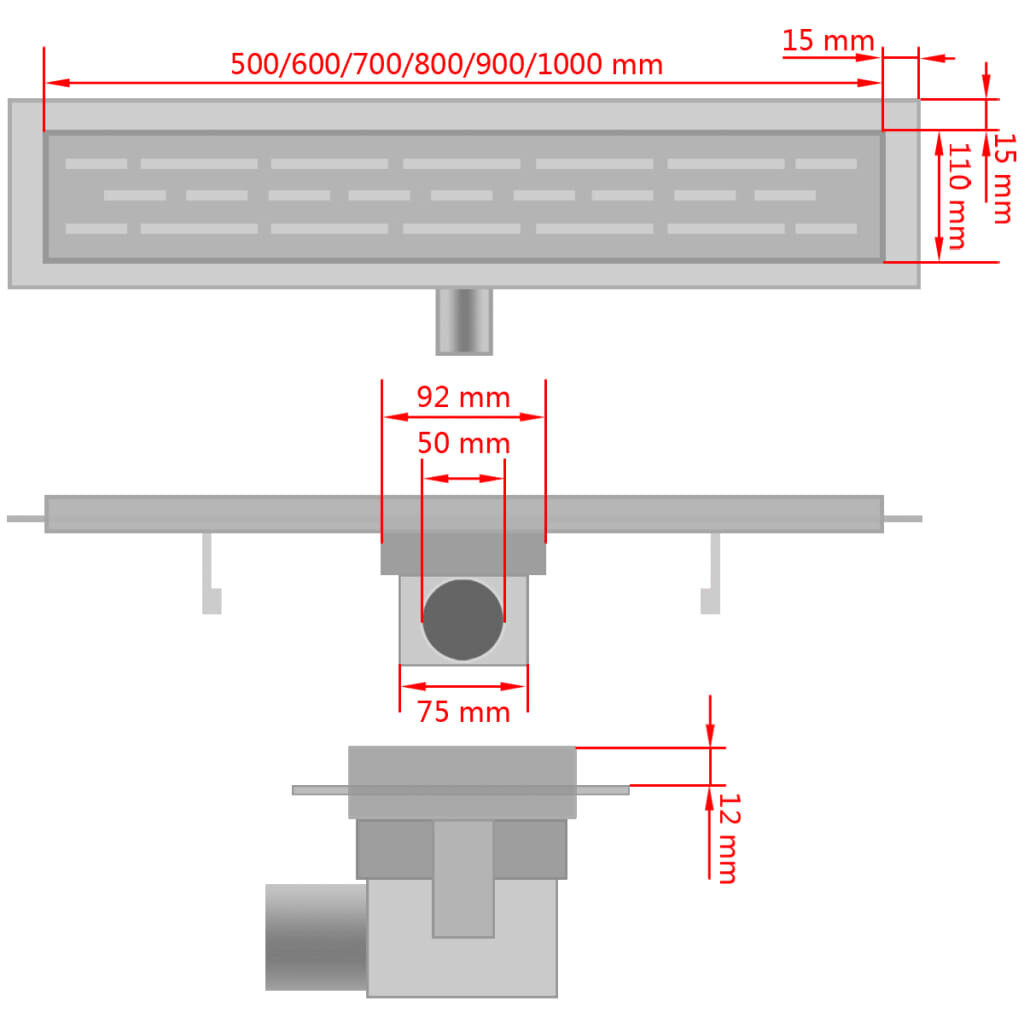 Pailgas dušo latakas, 530x140 mm цена и информация | Dušo latakai | pigu.lt