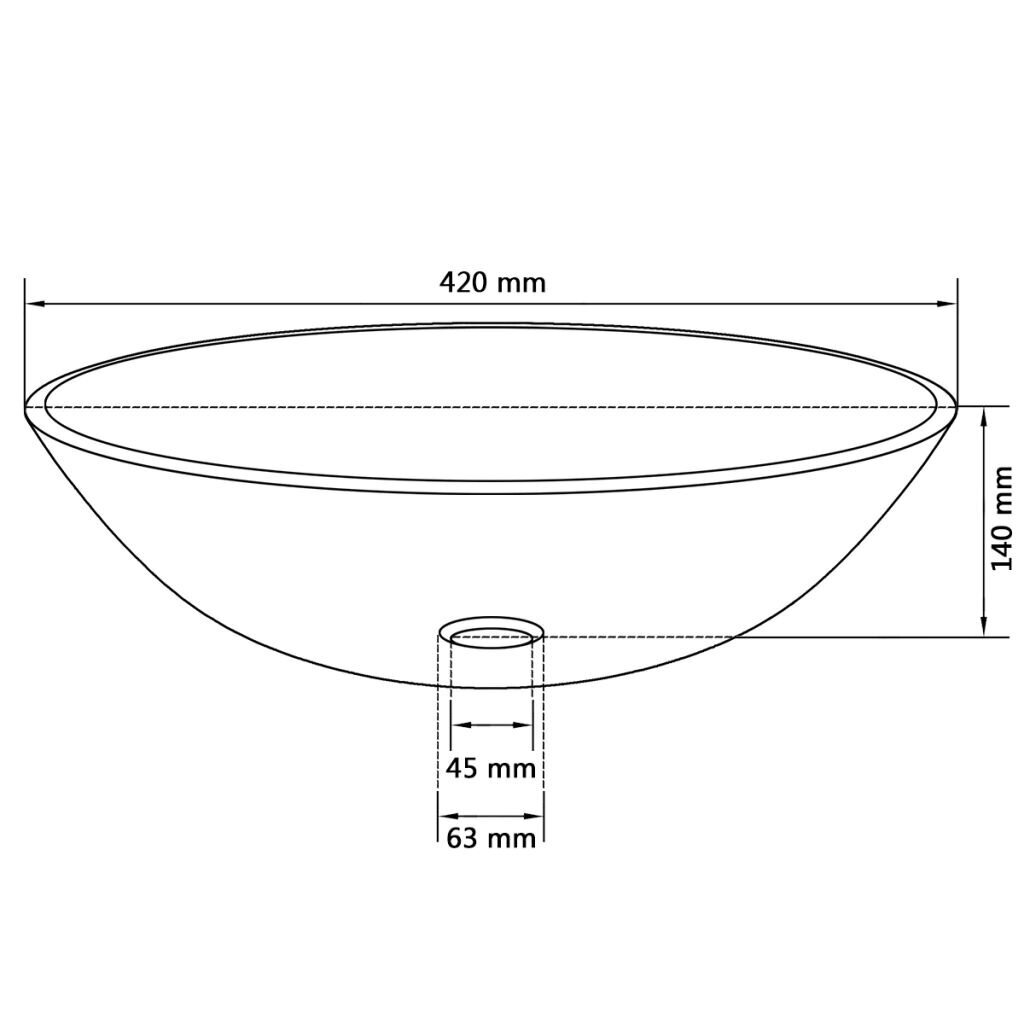 Praustuvas iš grūdinto stiklo, 42 cm, aukso spalvos kaina ir informacija | Praustuvai | pigu.lt