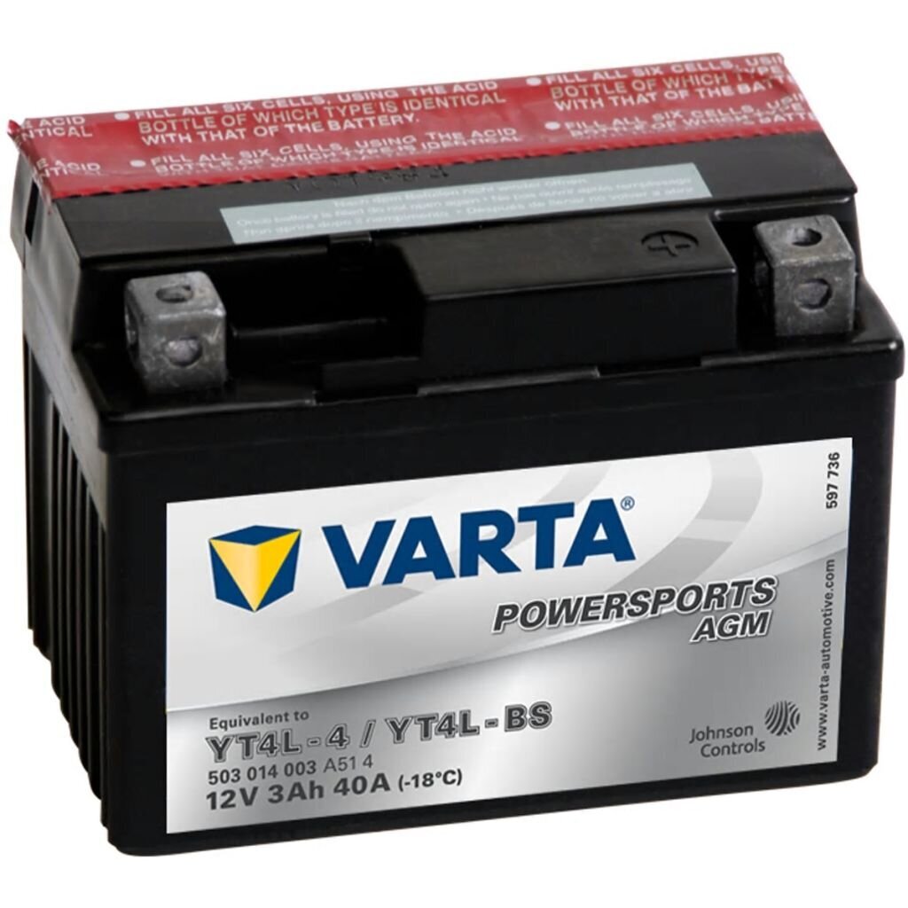 Varta Motociklo akumuliatorius Powersports AGM YT4L-4/YT4L-BS kaina ir informacija | Moto akumuliatoriai | pigu.lt