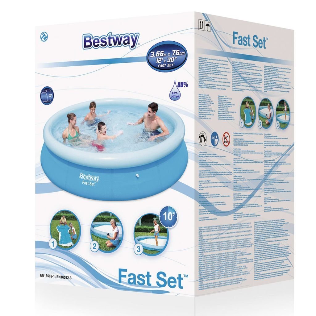 Pripučiamas baseinas Bestway Fast Set 366x76 cm, be filtro kaina ir informacija | Baseinai | pigu.lt