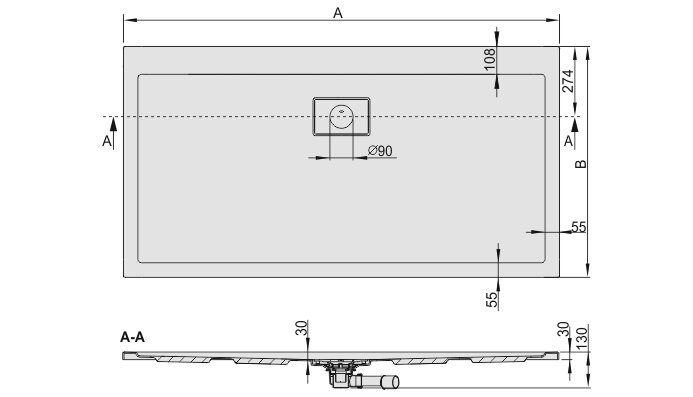 Dušo padėklas Sanplast Space Line B/Space 80x150x3, su neslystančiu pagrindu, spalva matinė sidabrinė kaina ir informacija | Dušo padėklai | pigu.lt