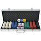Pokerio rinkinys lagaminėlyje su 500 žetonų цена и информация | Azartiniai žaidimai, pokeris | pigu.lt
