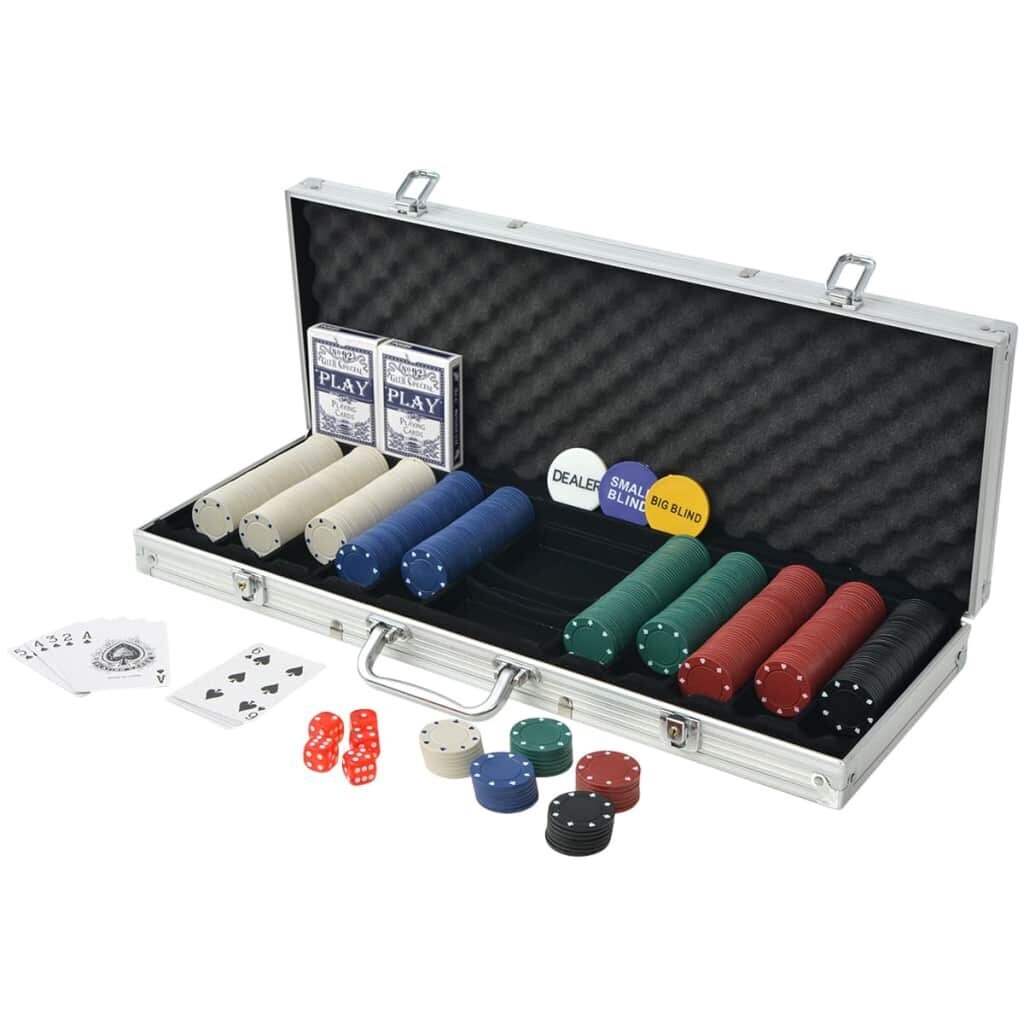 Pokerio rinkinys lagaminėlyje su 500 žetonų kaina ir informacija | Azartiniai žaidimai, pokeris | pigu.lt