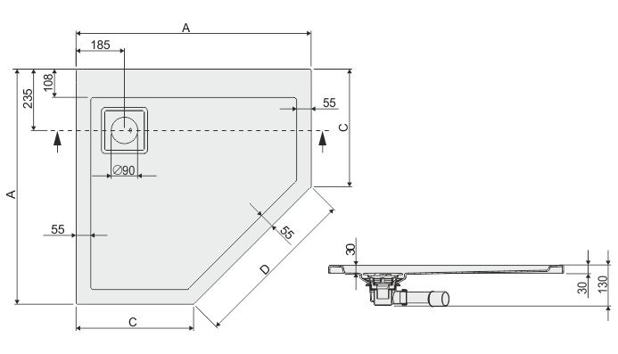 Dušo padėklas Sanplast Space Line BPK/Space 90x90x3, spalva balta цена и информация | Dušo padėklai | pigu.lt