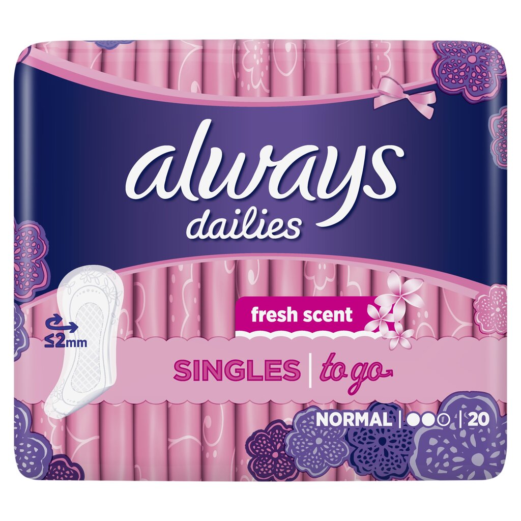 Higieniniai įklotai Always Dailies to Go Fresh Scent 20 vnt цена и информация | Tamponai, higieniniai paketai, įklotai | pigu.lt