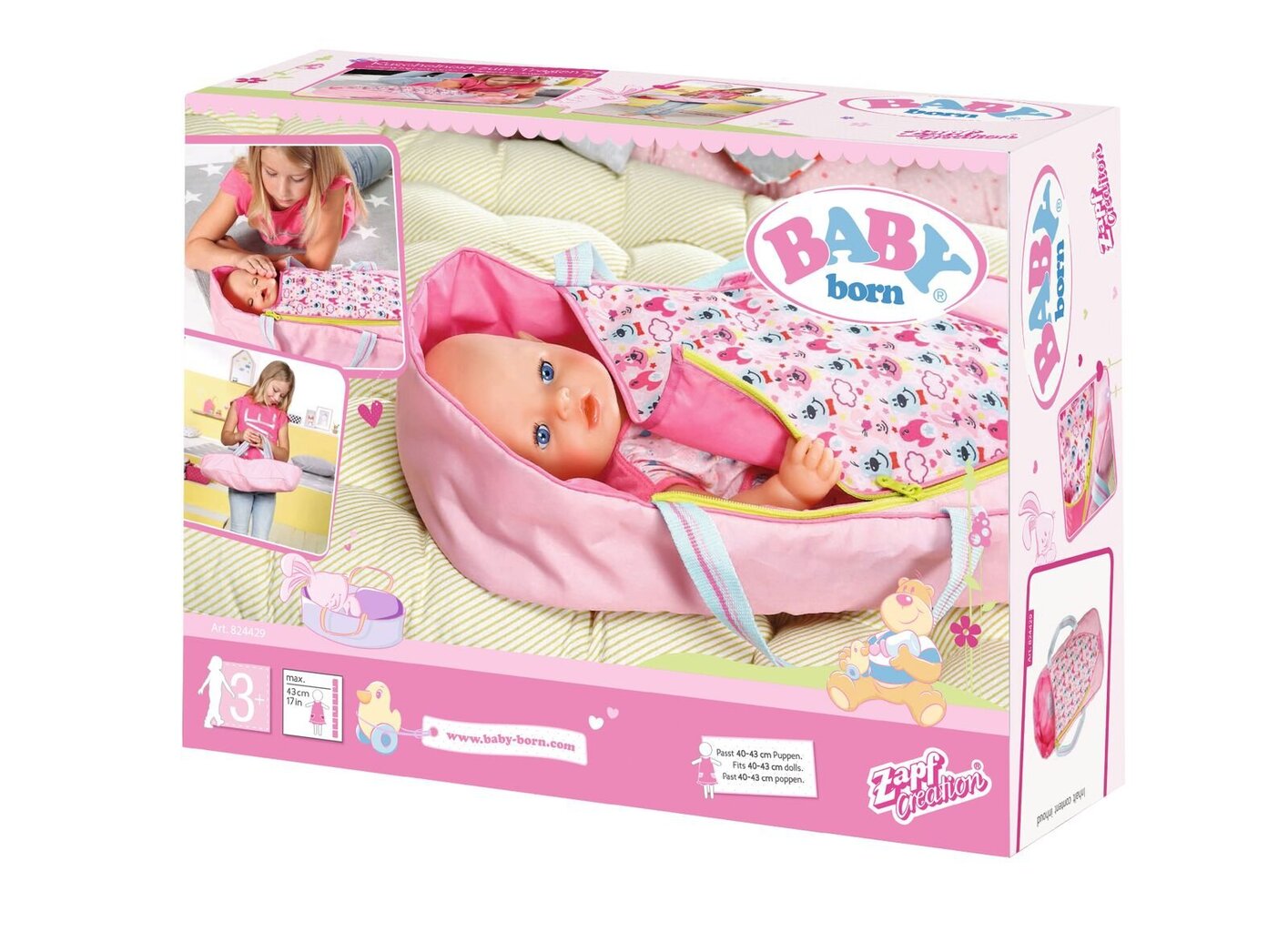 Baby Born® lėlės miegmaišis-lopšys, 824429 kaina ir informacija | Žaislai mergaitėms | pigu.lt