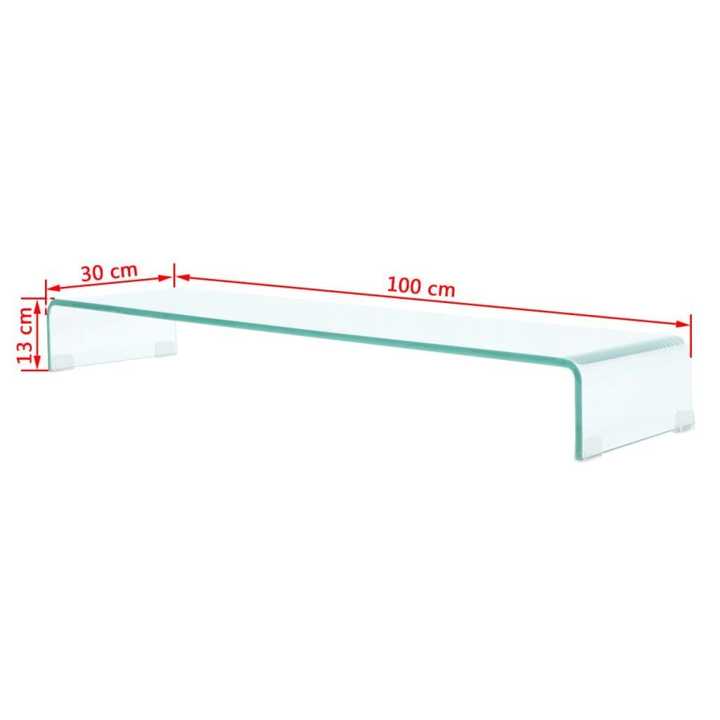 TV stovas/monitoriaus pakyla, skaidrus stiklas, 100x30x13 cm цена и информация | TV staliukai | pigu.lt