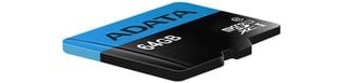 Карта памяти ADATA Premier UHS-I 64 GB, MicroSDXC, Fl цена и информация | ADATA Мобильные телефоны, Фото и Видео | pigu.lt