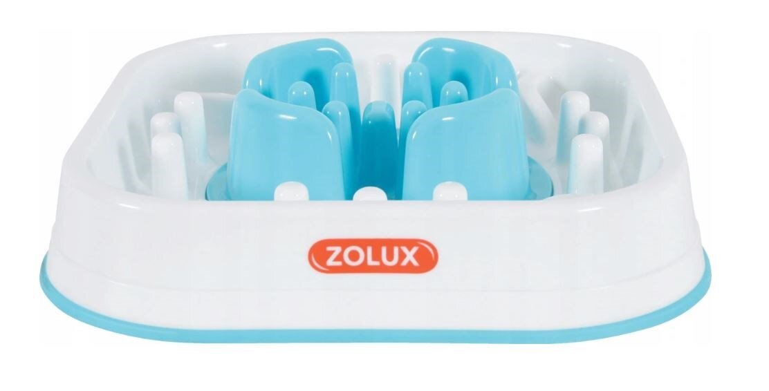 Lėto ėdimo dubuo Zolux, baltas/mėlynas, 1.6 l kaina ir informacija | Dubenėliai, dėžės maistui | pigu.lt