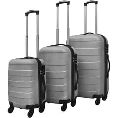 Набор чемоданов 91142, 3 шт., серебряный цена и информация | Чемоданы, дорожные сумки | pigu.lt