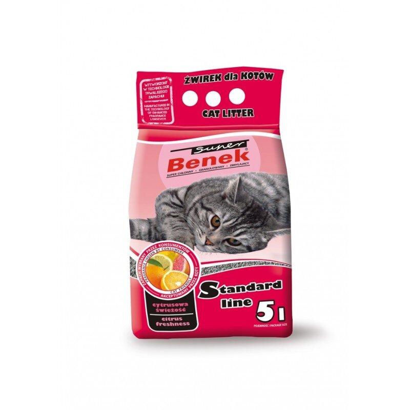 Bentonitinis sulimpantis kačių kraikas Super Benek 5L kaina ir informacija | Kraikas katėms | pigu.lt