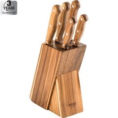 LAMART Wood peilių medine rankena rinkinys su riešutmedžio stovu, 6 vnt kaina ir informacija | Lamart Virtuvės, buities, apyvokos prekės | pigu.lt