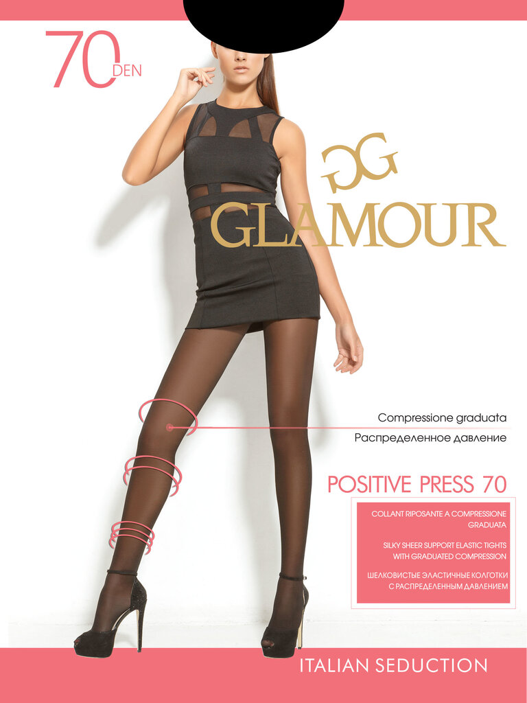 Pėdkelnės moterims GLAMOUR Positive Press 70 DEN, tamsiai rudos spalvos kaina ir informacija | Pėdkelnės | pigu.lt
