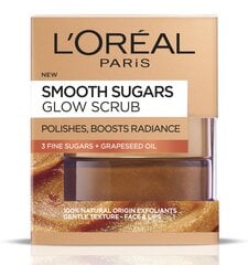 Švytėjimo suteikiantis veido ir lūpų šveitiklis su cukrumi L'Oreal Paris Smooth Sugars 50 ml kaina ir informacija | Veido prausikliai, valikliai | pigu.lt