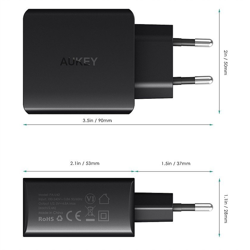 Aukey PA-U42 kaina ir informacija | Krovikliai telefonams | pigu.lt