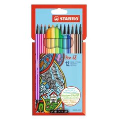 Spalvoti rašikliai Stabilo Pen 68, 12 spalvų kaina ir informacija | Piešimo, tapybos, lipdymo reikmenys | pigu.lt
