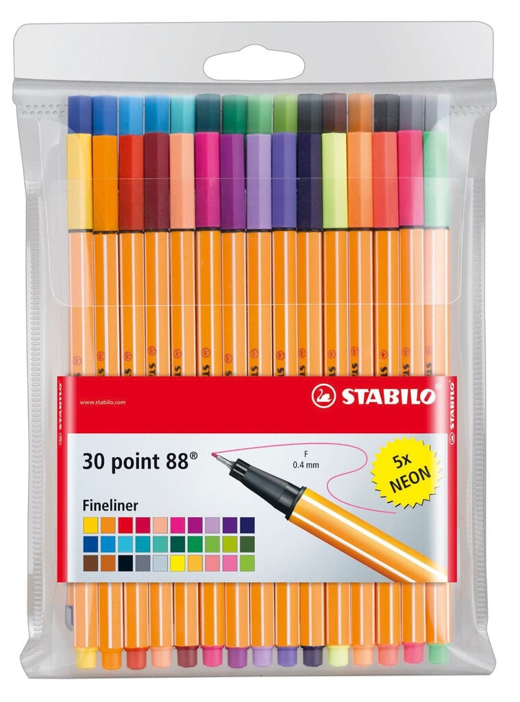 Kapiliarų rašiklių rinkinys Stabilo Point 88 - 30 spalvų. цена и информация | Piešimo, tapybos, lipdymo reikmenys | pigu.lt