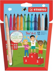 STABILO Фломастеры, Trio A-Z, 12 цветов цена и информация | Принадлежности для рисования, лепки | pigu.lt