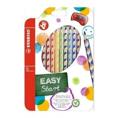 STABILO Карандаши цветные, EASYcolors для правшей, 12 цветов + точилка цена и информация | Принадлежности для рисования, лепки | pigu.lt