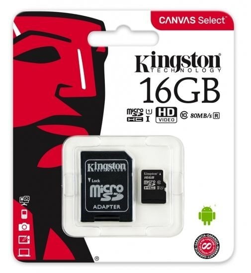 Kingston MicroSDHC, 16GB kaina ir informacija | Atminties kortelės telefonams | pigu.lt