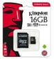 Kingston MicroSDHC, 16GB kaina ir informacija | Atminties kortelės telefonams | pigu.lt