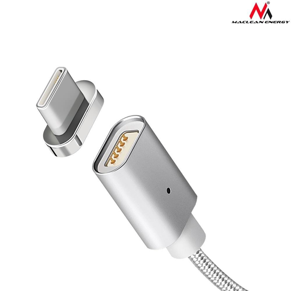 Magnetinis USB Type-C laidas sidabrinis Maclean Energy MCE178 kaina ir informacija | Kabeliai ir laidai | pigu.lt