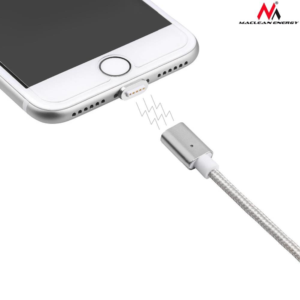 Magnetinis USB Type-C laidas sidabrinis Maclean Energy MCE178 kaina ir informacija | Kabeliai ir laidai | pigu.lt