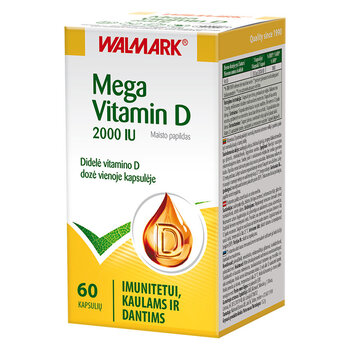 Maisto papildas Mega Vitamin D 2000, 60 kapsulių kaina ir informacija | Vitaminai, maisto papildai, preparatai imunitetui | pigu.lt