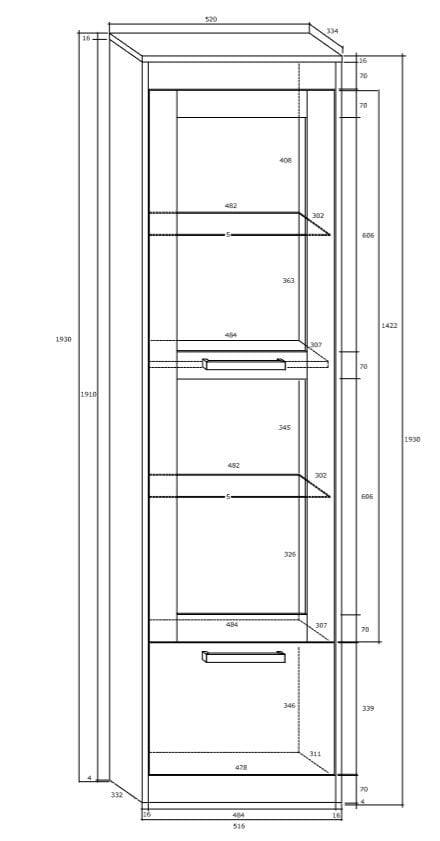 Vitrina Maximus 1D, tamsiai ruda цена и информация | Vitrinos, indaujos | pigu.lt