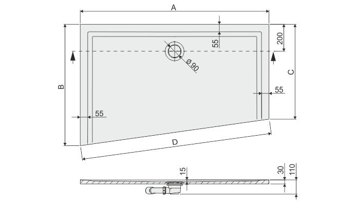 Dušo padėklas Sanplast Space Mineral BTL-M/Space 90x150x1,5 spalva ruda kaina ir informacija | Dušo padėklai | pigu.lt